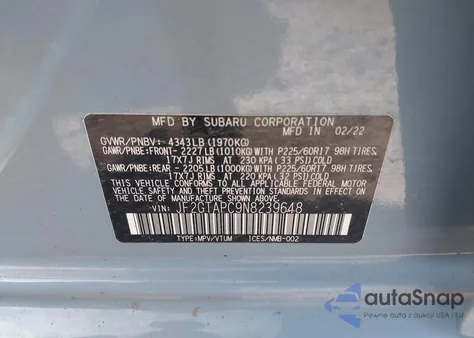 2022 Subaru Crosstrek Premium из США, поврежденный, VIN JF2GTAPC9N8239648